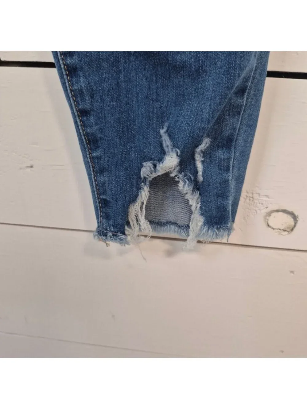Sonoma Maternity Distressed Blue Denim Jeans With Black Belly Panel Size 12 - Picture 3 of 8